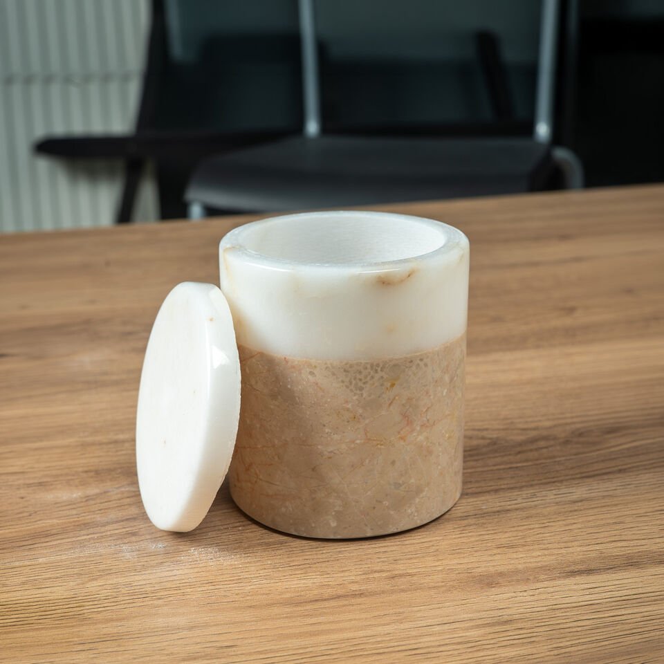 Bicolore Kapaklı Mermer Kutu