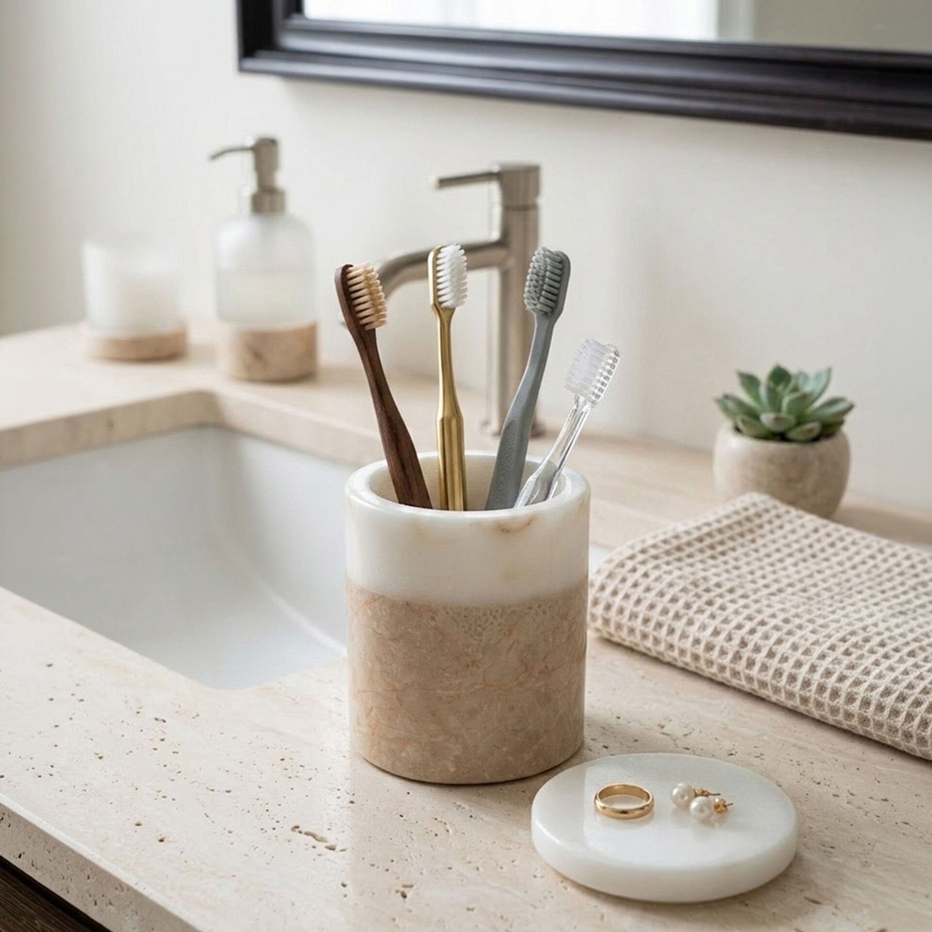 Bicolore Kapaklı Mermer Kutu