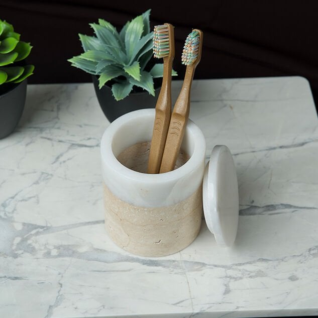 Bicolore Kapaklı Mermer Kutu