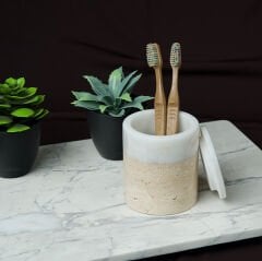 Bicolore Kapaklı Mermer Kutu