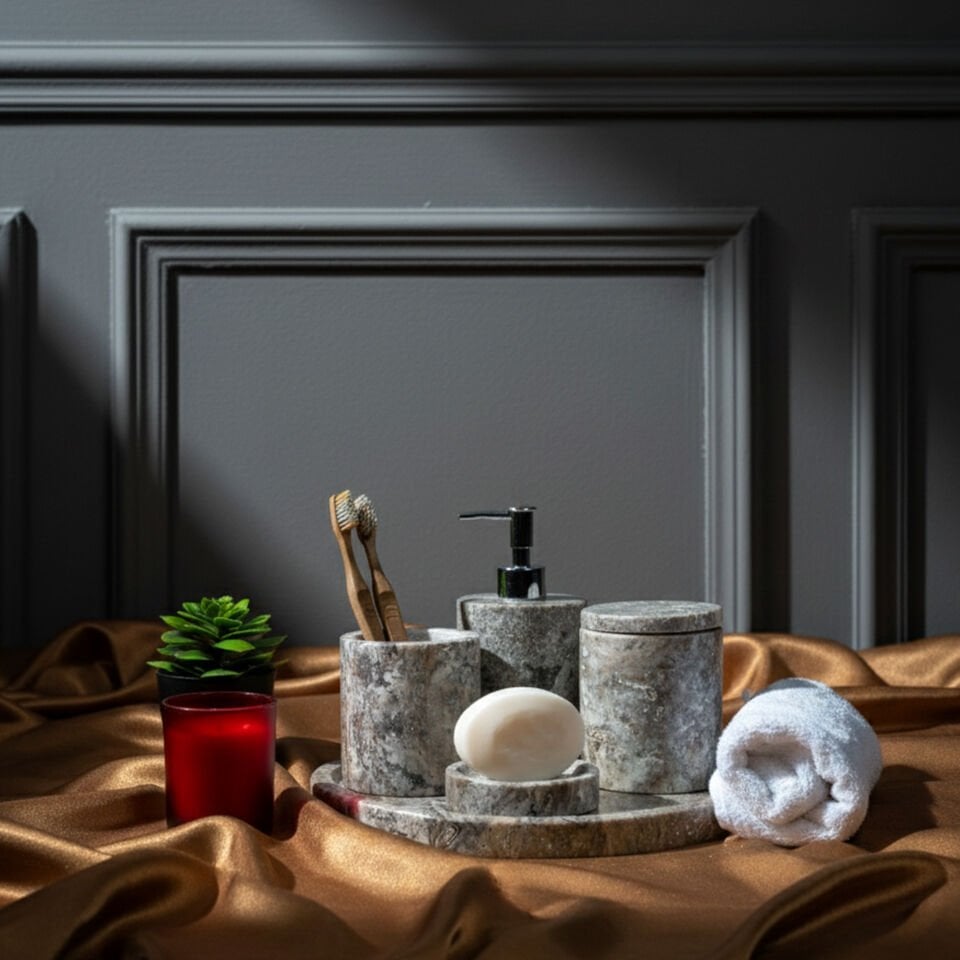 Traverten Mermer Banyo Seti 5’li