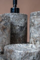 Traverten Mermer Banyo Seti 5’li Silver Travertine