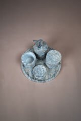Traverten Mermer Banyo Seti 5’li Silver Travertine