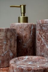 Traverten Mermer Banyo Seti 5’li Flamingo Pink
