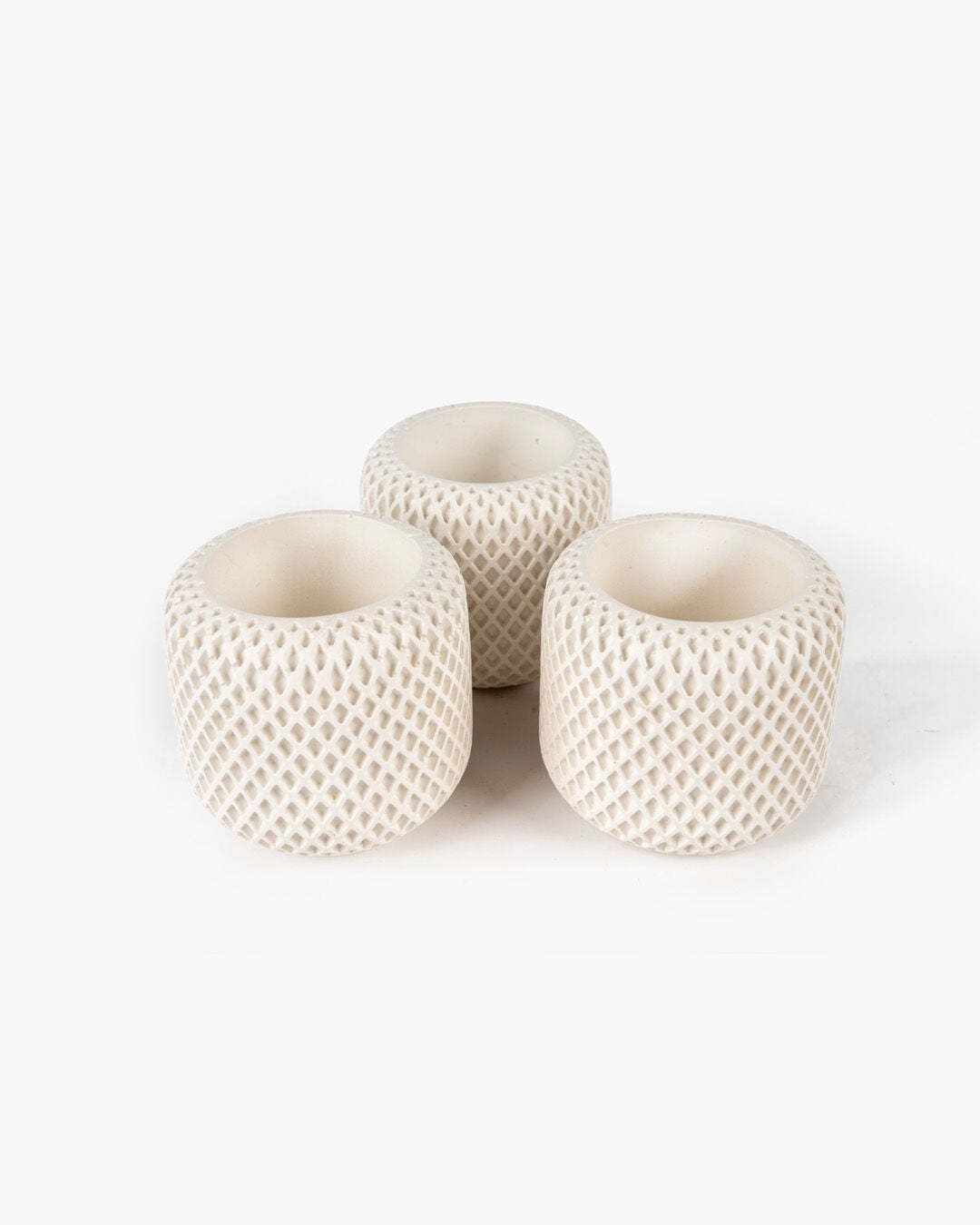 Rete Seramik Gözenek Dokulu 3 lü Obje Seti Ekru (7x7 cm)