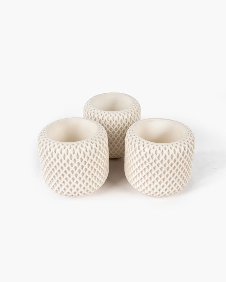 Rete Seramik Gözenek Dokulu 3 lü Obje Seti Ekru (7x7 cm)