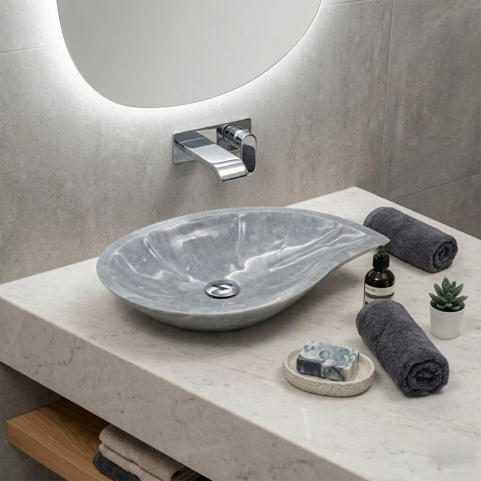 Lidya Dark Mermer Çanak Lavabo