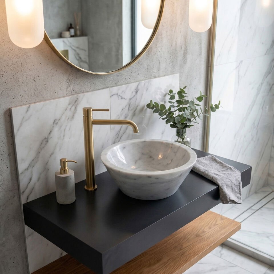 Solid Mermer Çanak Lavabo