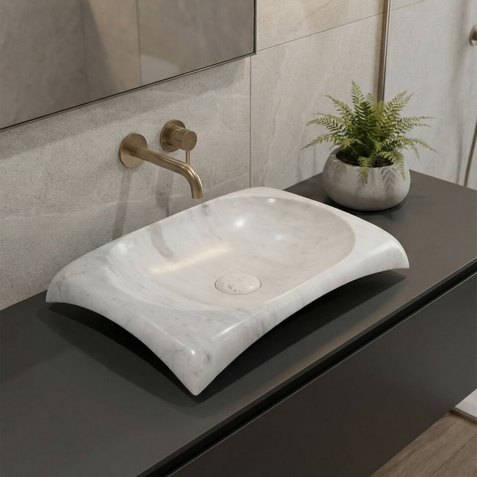 Mono Mermer Blok Lavabo