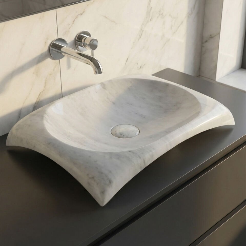 Mono Mermer Blok Lavabo