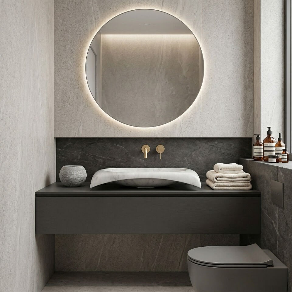 Mono Mermer Blok Lavabo
