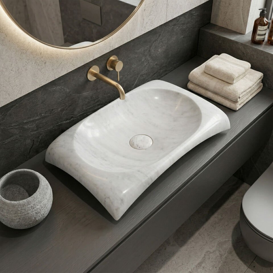 Mono Mermer Blok Lavabo