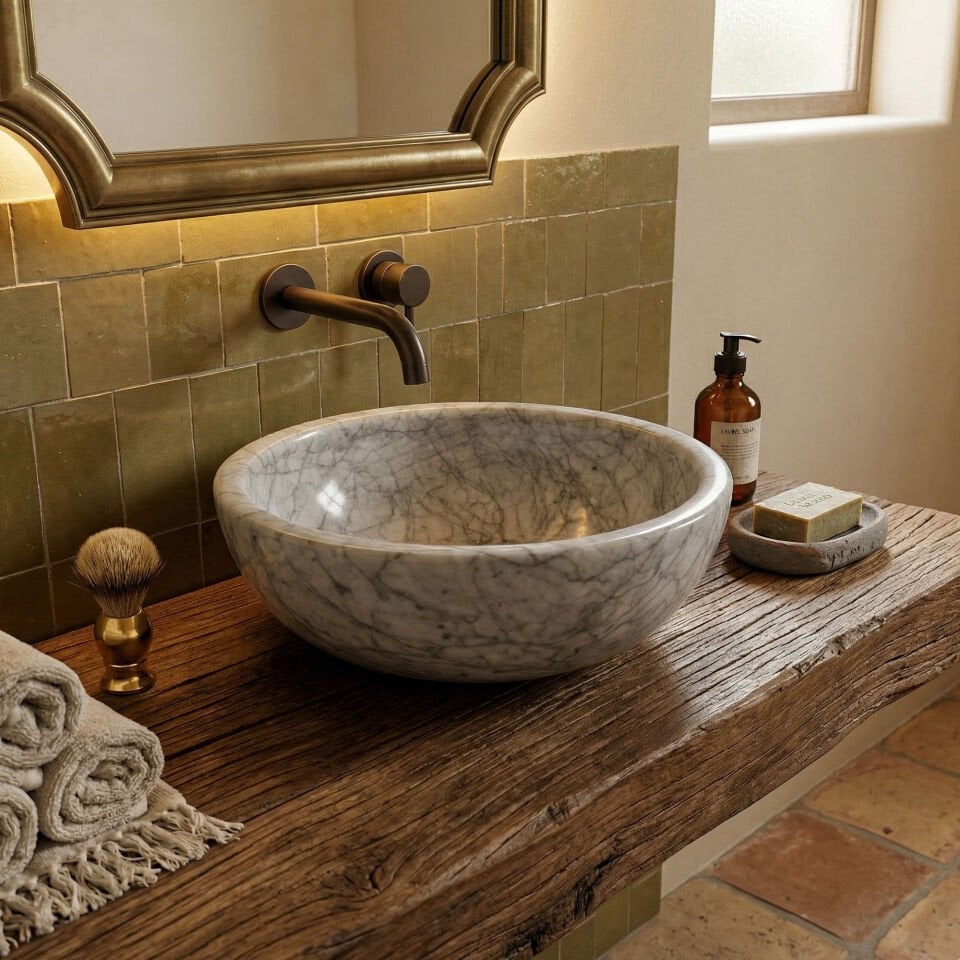 Luxe Dark Mermer Çanak Lavabo