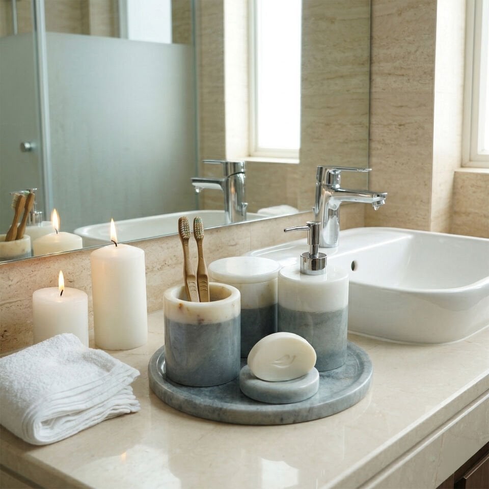 Doğal Mermer Banyo Seti 5’li