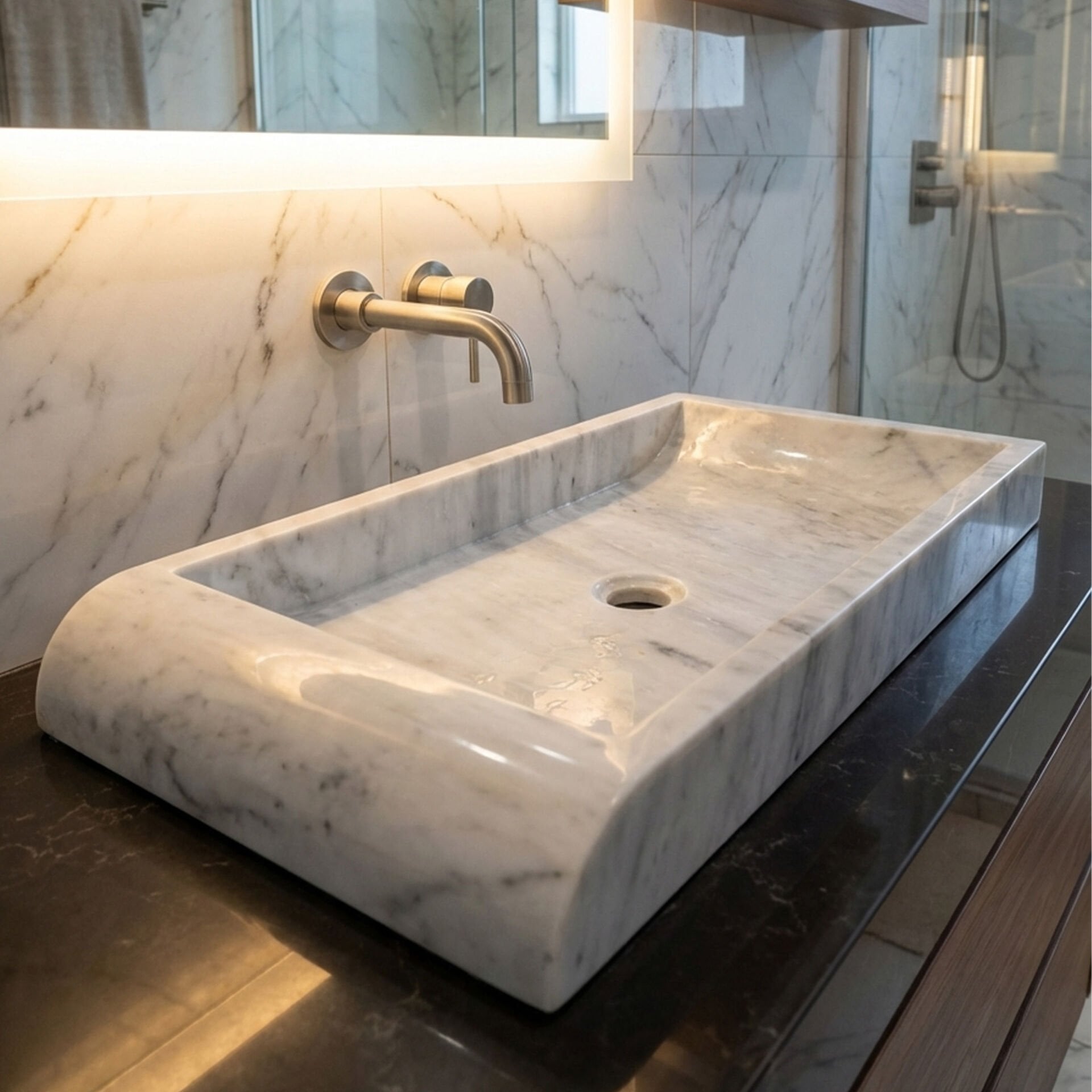 Flow Mermer Blok Lavabo