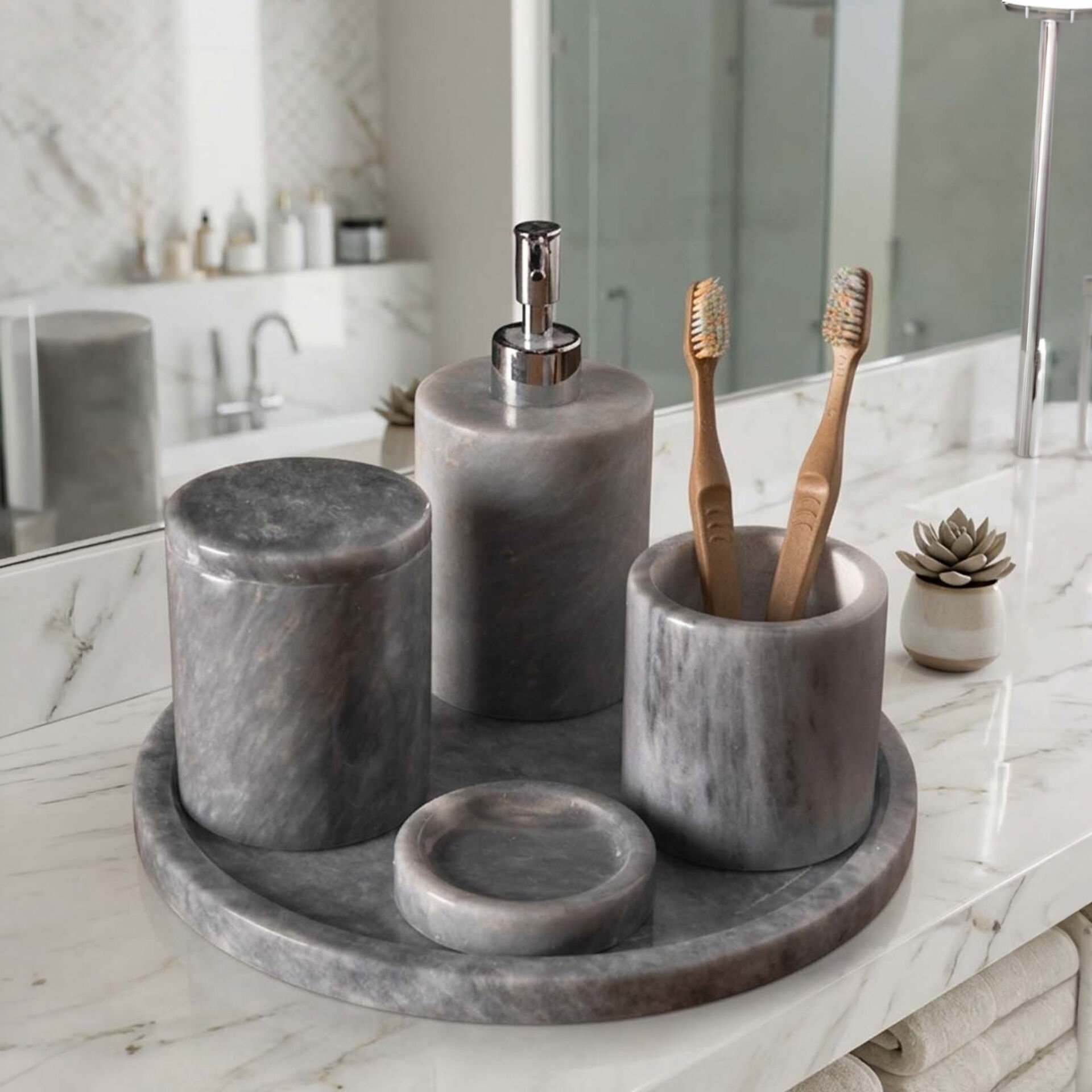 Doğal Mermer Banyo Seti 5’li