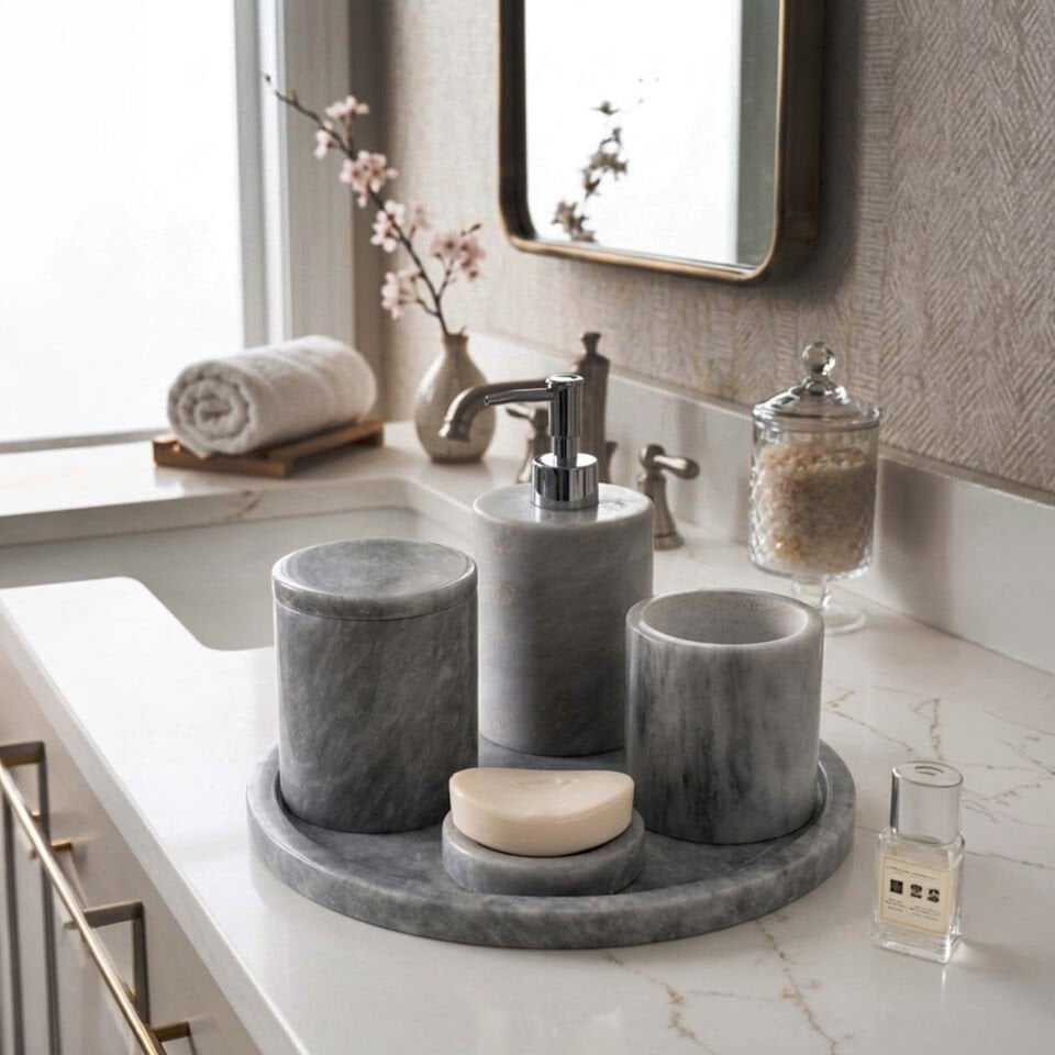 Doğal Mermer Banyo Seti 5’li