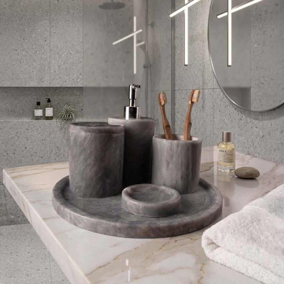 Doğal Mermer Banyo Seti 5’li