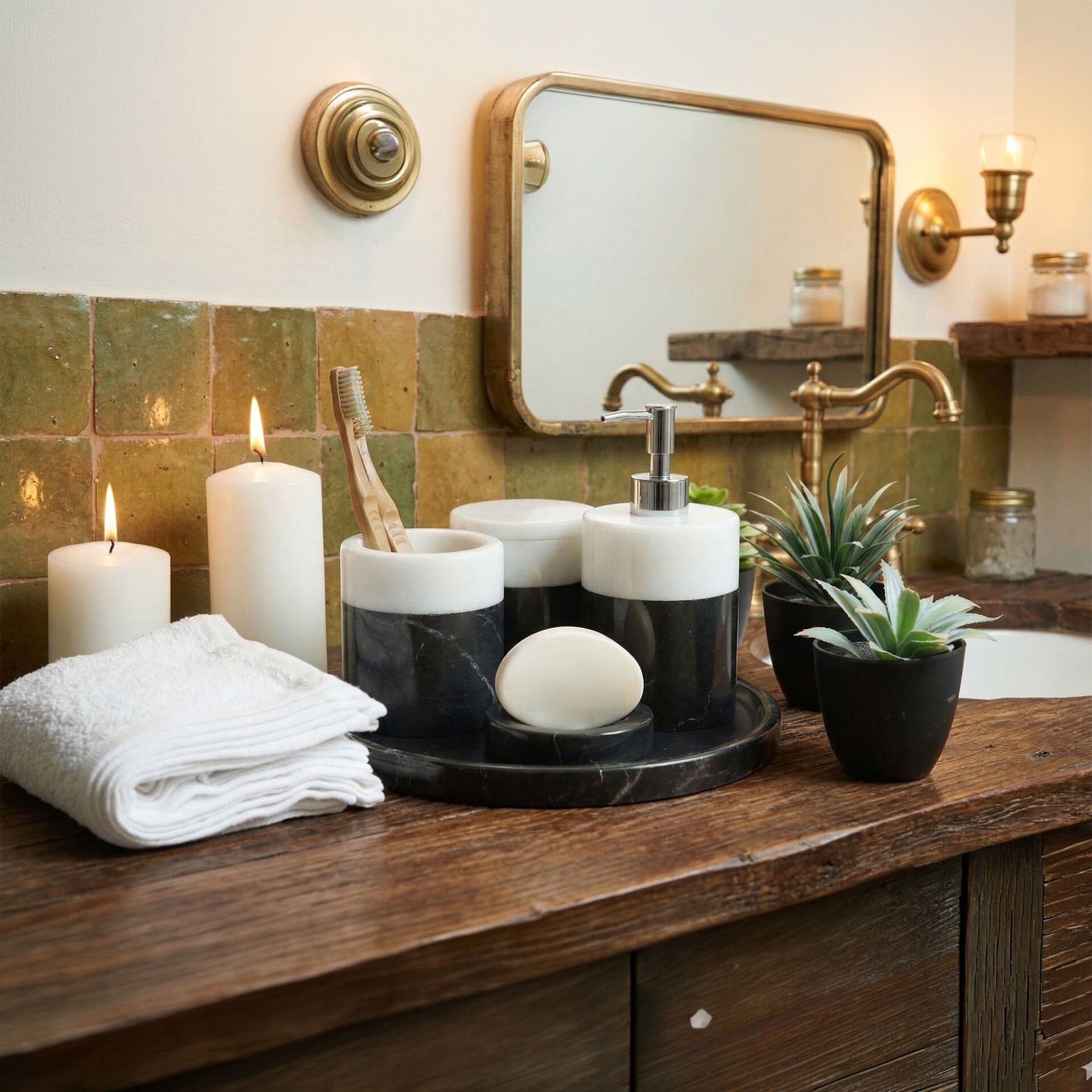 Doğal Mermer Banyo Seti 5’li