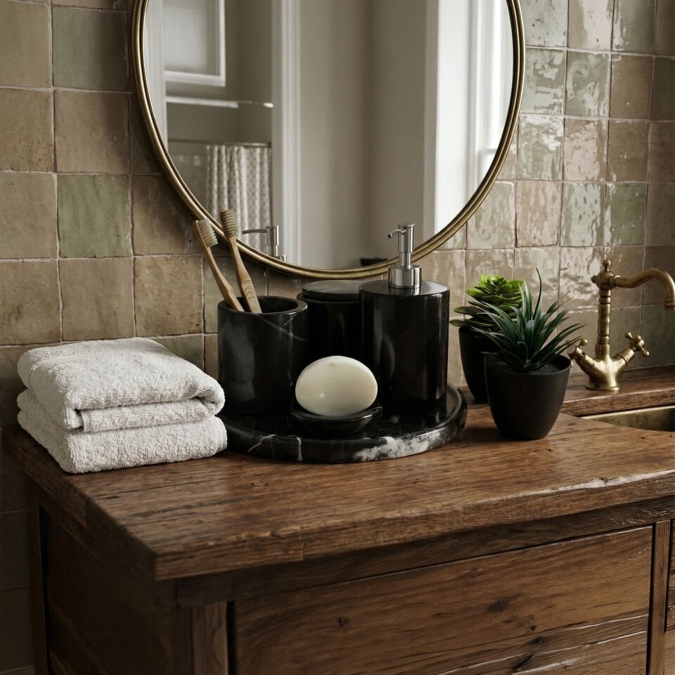 Doğal Mermer Banyo Seti 5’li