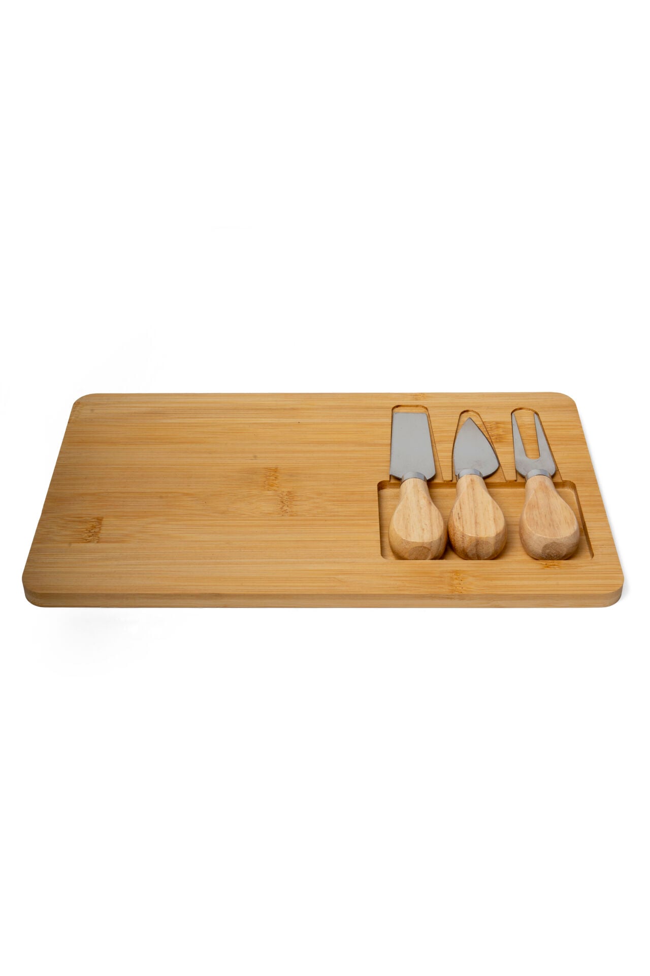 Natura Bambu 3 Peynir Bıçaklı Şarküteri Sunum Tahtası (30x17 cm)