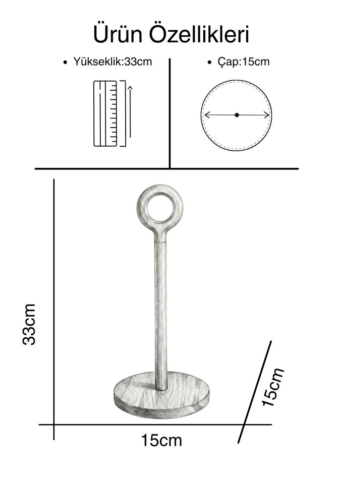 Acacia Akasya Halka Detaylı Kağıt Havlu Standı (33 cm)