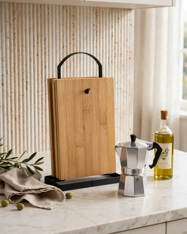 Natura Metal Standlı Kesme Tahtası Seti (22x14 cm)