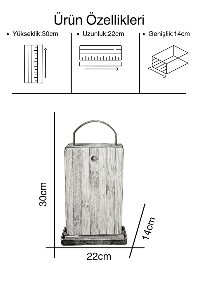 Natura Metal Standlı Kesme Tahtası Seti (22x14 cm)