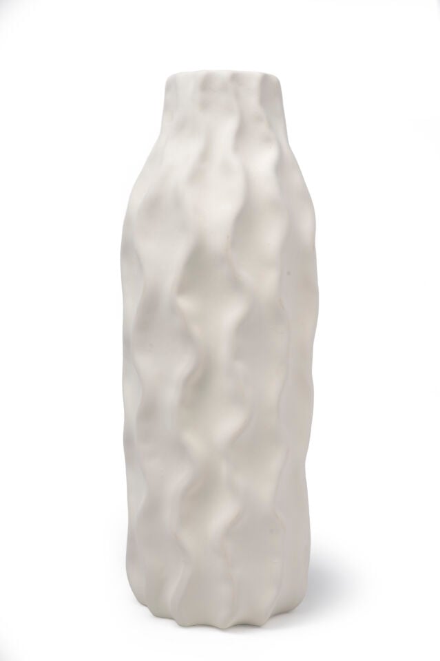 Column Seramik Dalgalı Vazo Beyaz