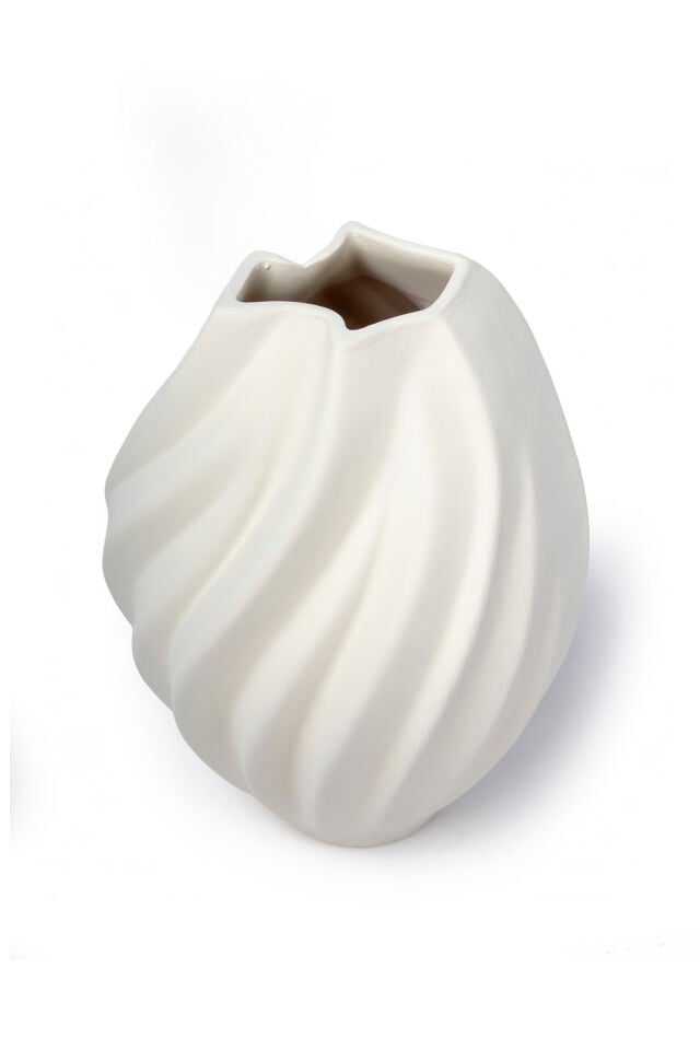 Spiral Seramik Vazo Beyaz
