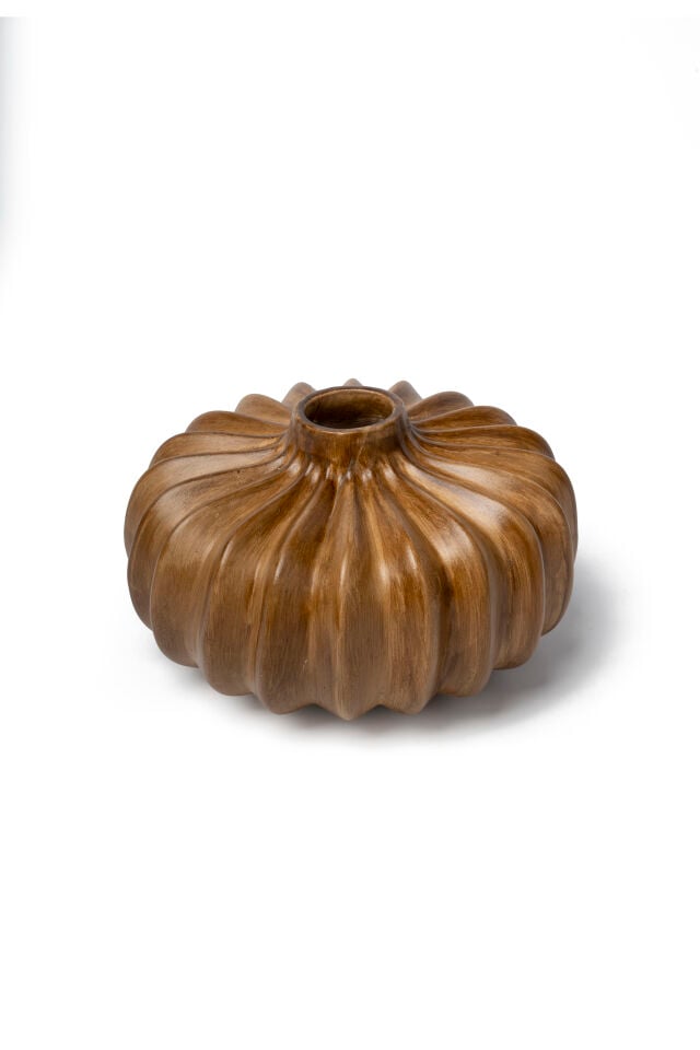 Pumpkin Seramik Vazo Ahşap Görünümlü