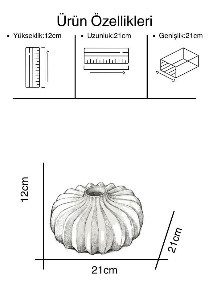 Pumpkin Seramik Vazo Ahşap Görünümlü
