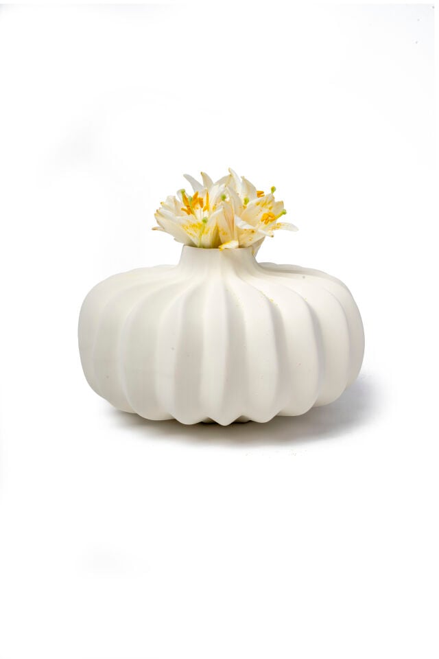 Pumpkin Seramik Vazo Mat Beyaz