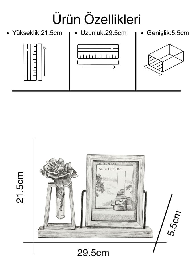 Frame & Flora Askılı Fotoğraf Çerçevesi ve Vazo 5x7