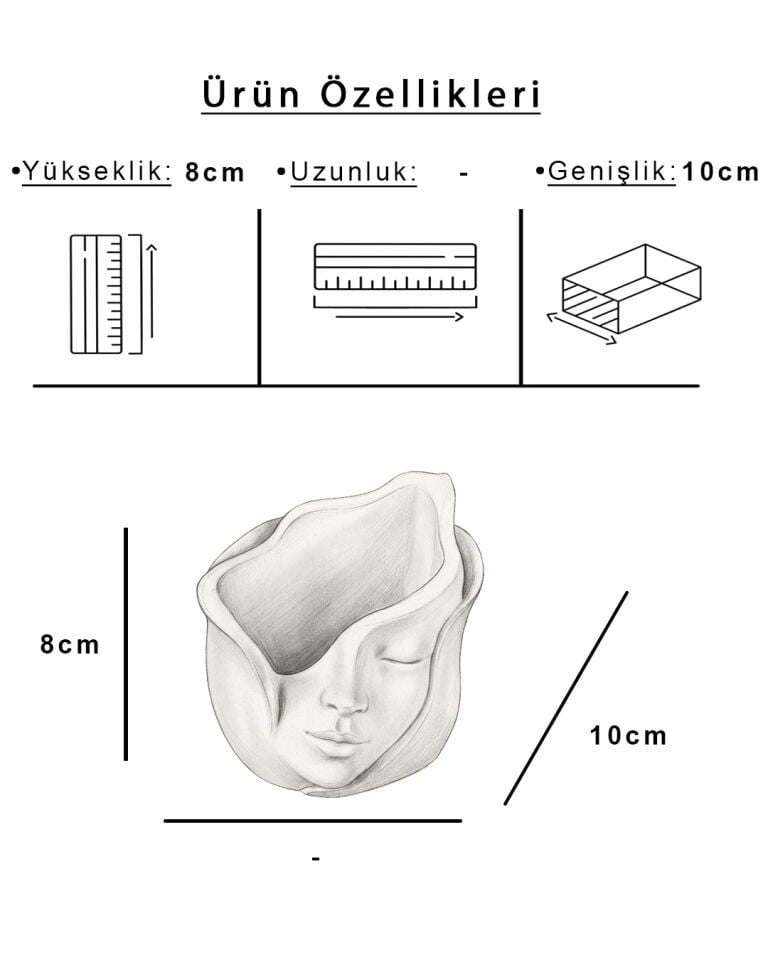 Soul Seramik Büst Mumluk Beyaz (10x8 cm)