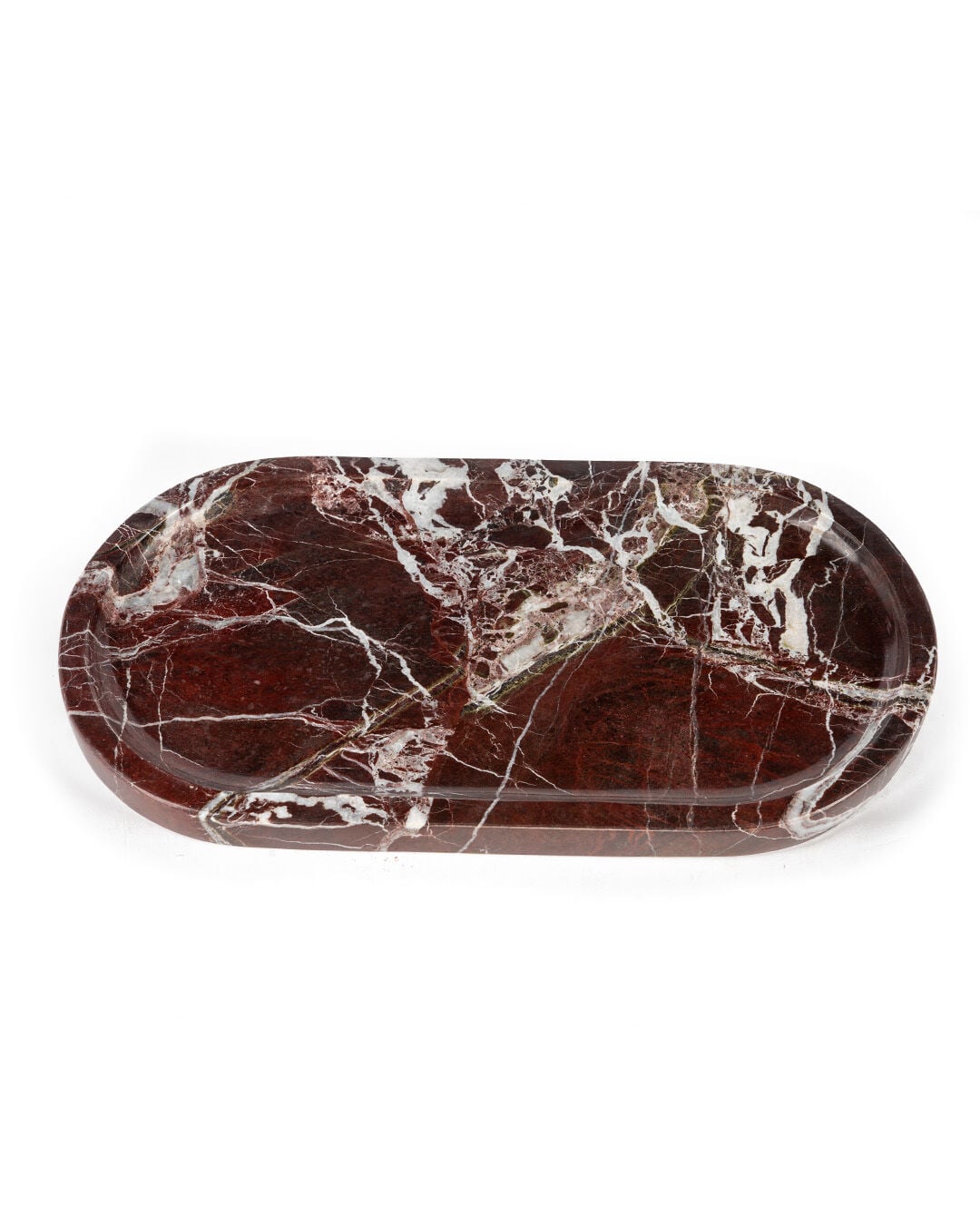 Rosso Doğal Mermer Oval Sunumluk Bordo (15x30 cm)