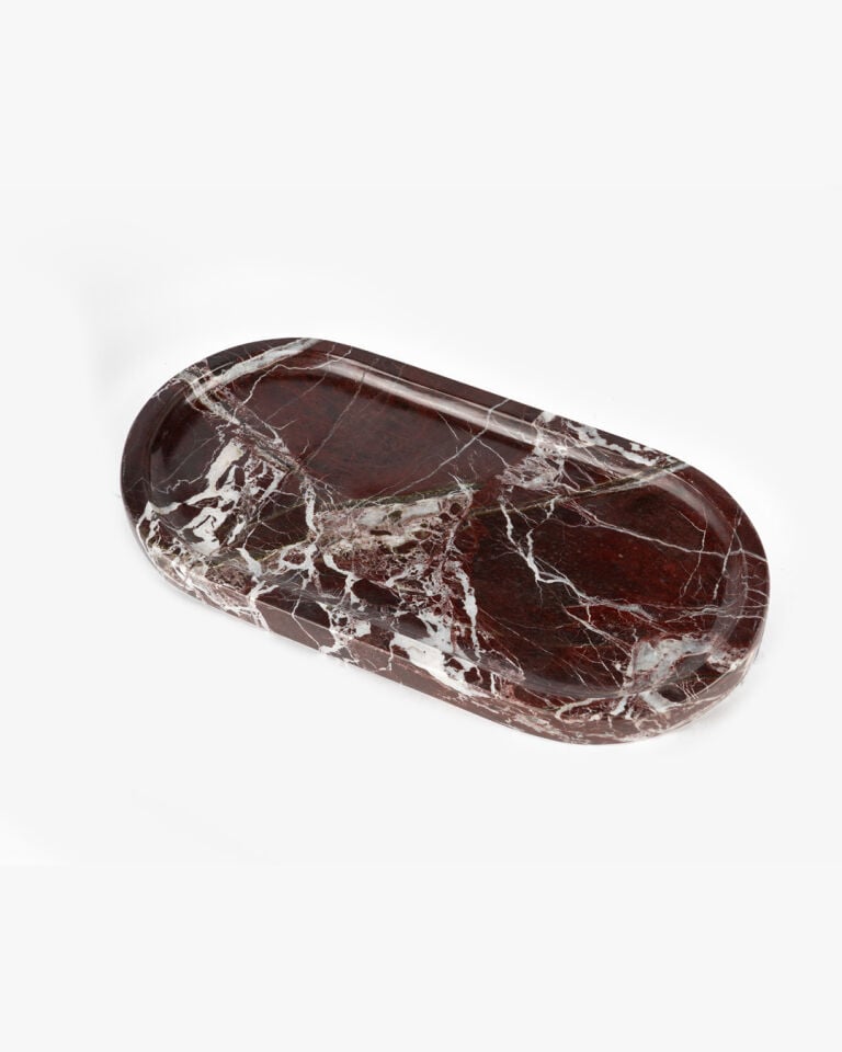 Rosso Doğal Mermer Oval Sunumluk Bordo (15x30 cm)