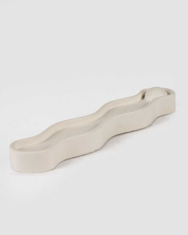 Sine Seramik Dalgalı Çubuk Tütsülük Beyaz (18 cm)