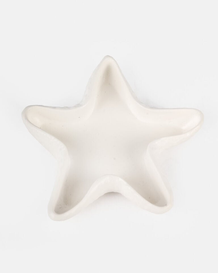 Oceanic Seramik Deniz Yıldızı Formlu Kase Beyaz (14x13 cm)
