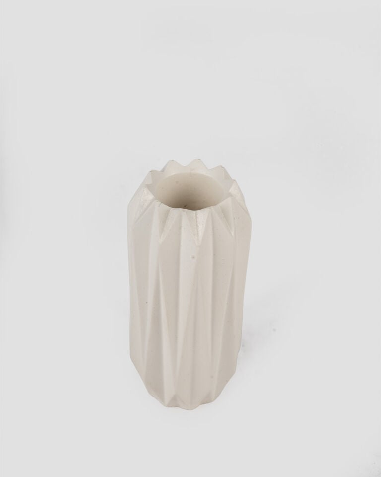 Cristallo Seramik Kristal Kesim Dekoratif Vazo Beyaz (4x10 cm)