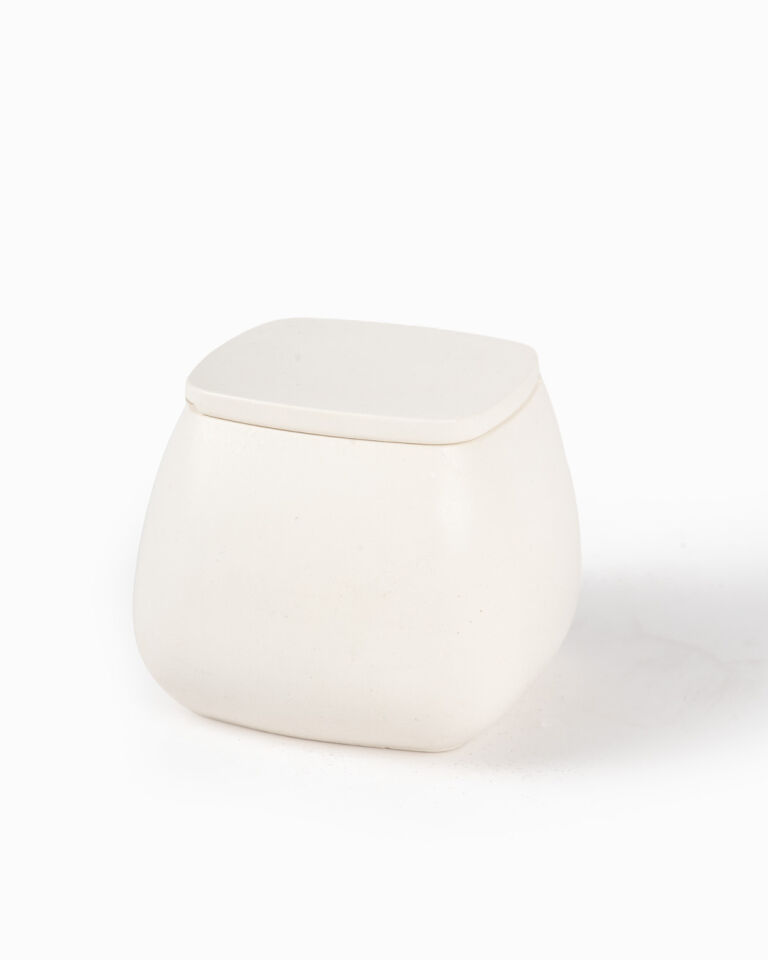 Cubo Seramik Kapaklı Saklama Kutusu Beyaz (6x6 cm)