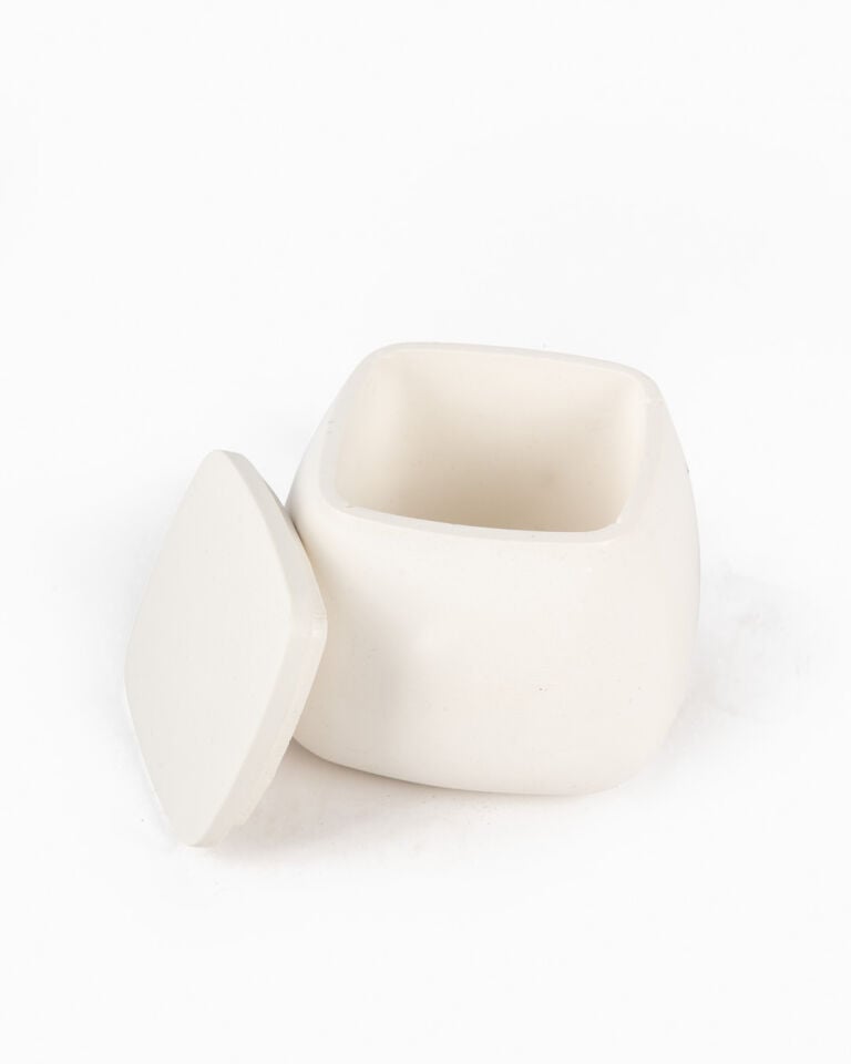 Cubo Seramik Kapaklı Saklama Kutusu Beyaz (6x6 cm)