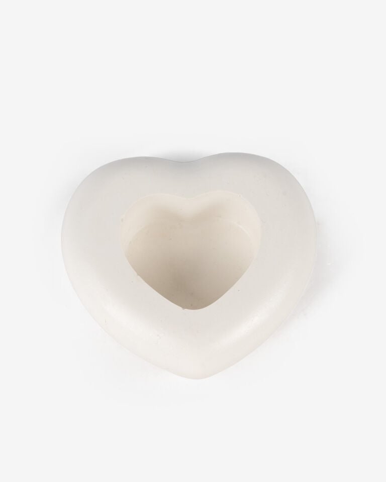 Amore Seramik Kalp Formlu Mumluk Ekru (7.5x8.5 cm)