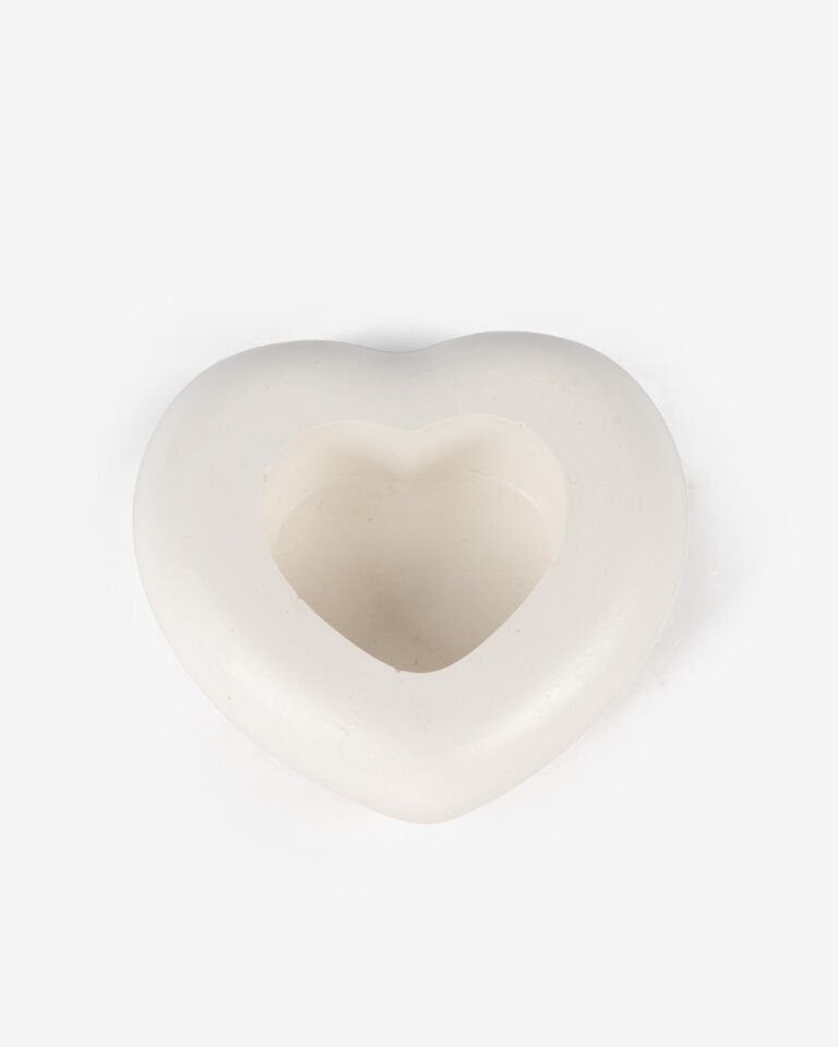Amore Seramik Kalp Formlu Mumluk Ekru (7.5x8.5 cm)