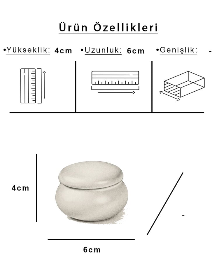 Sotto Seramik Kapaklı Mücevher ve Pamukluk Kutusu Ekru (6x4 cm)