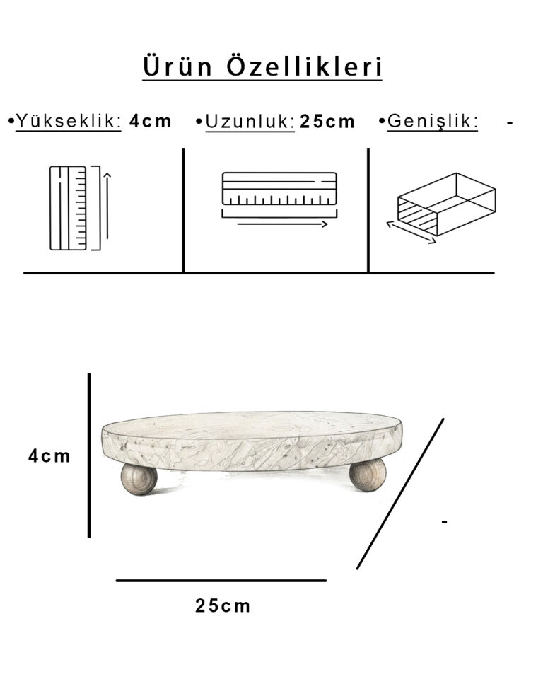 Milos Mermer Sunum Standı (25cm)