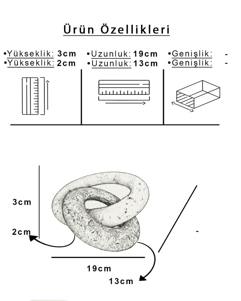 Lindos Traverten 2'li Dekoratif Halka Obje Naturel (19,5 cm / 13 cm)